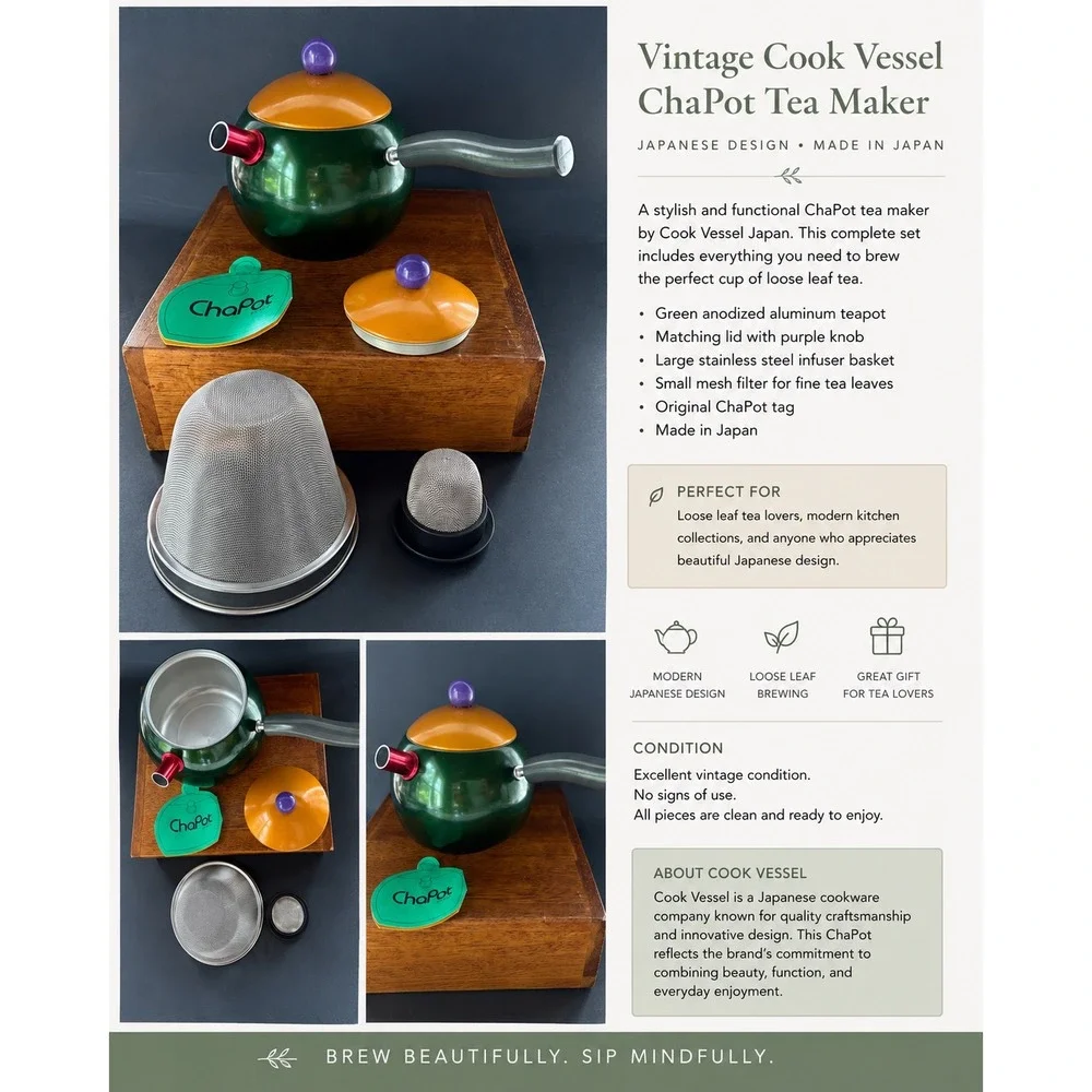 Vintage Cook Vessel Japan ChaPot Tea Maker Postmodern Memphis Style Green Orange